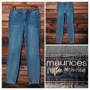 Maurices Jeans 8 Short Everflex High Rise Skinny Blue Denim Stretch